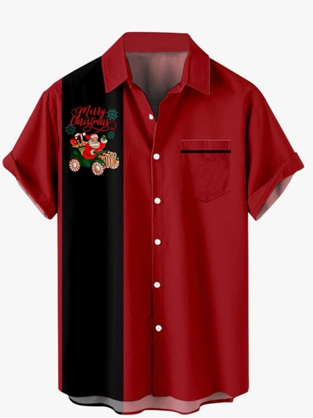 Hawaiian Shirt Mens Christmas Santa Claus Party Aloha Holiday short sleeve  2x